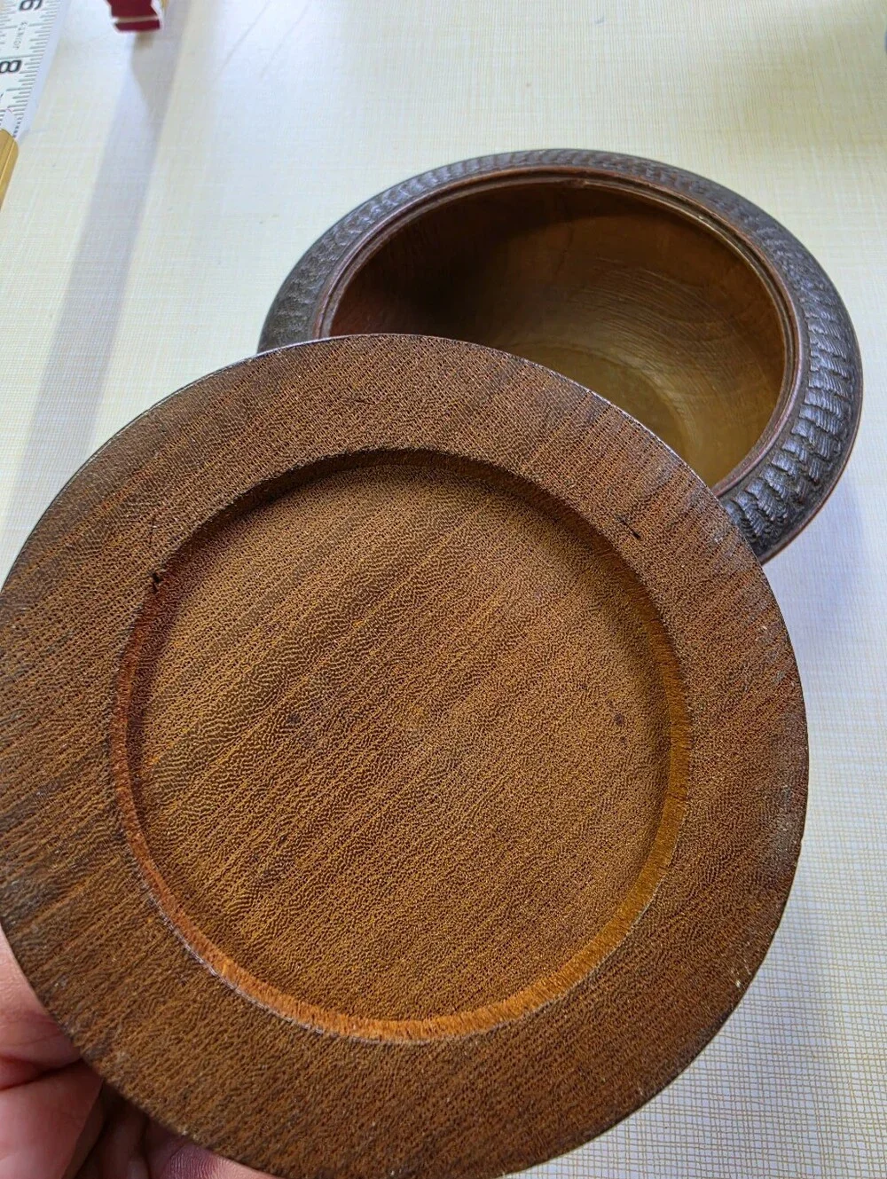 Carved And Inlaid Treen Wooden Bowl